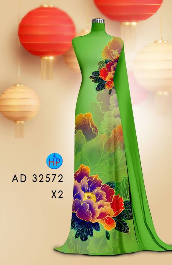 Vải Áo Dài Hoa In 3D AD 32572 15